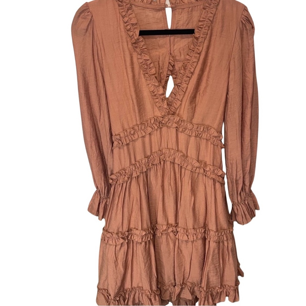 Saints + Secrets rose ruffle cutout back mini dress Medium